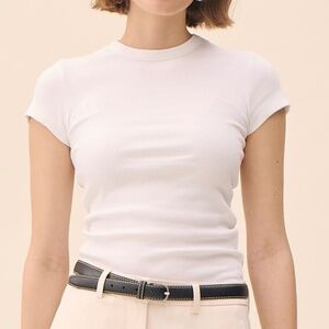 Djerf Avenue Daily T-Shirt Ribbed White